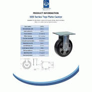 Roulette fixe de 152 mm avec caoutchouc élastique noir sur roue centrale en aluminium_1