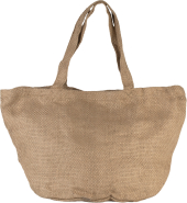 Sac cabas en toile de jute teint 100% naturel avec poche intérieure zippée - Réf: KI0227 - Marque Kimood_1