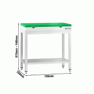 Table inox de découpe avec plan vert - Profondeur 700 mm | Ggm - 700_1
