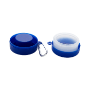 Gobelet pliable - plastique PP recyclé - 220 ml avec compartiment pilulier et mousqueton en métal - couleur bleu_1