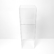 Bac soldeur carré PETG avec porte-affiche 29x29x90 cm_1