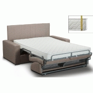 Canapé-lit 3 places express - Lattes Renatonisi - 140 cm - Tête de lit intégrée - Taupe sable - Matelas 16 cm_1