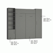 Lit escamotable Dynamo gris mat - couchage 140 x 200 cm avec rangements intégrés_1