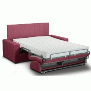 Canapé lit 3 places - Système ouverture express - Lattes 140 cm - Matelas 16 cm - Tête de lit intégrée - Polyuréthane rouge_1