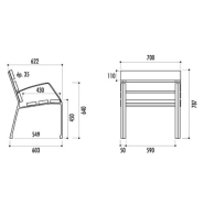Fauteuil Modo-08 - 6 lames en bois exotique - longueur 70 cm - piétement en fonte ductile - visserie inox_1