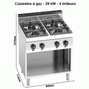 Fourneau à gaz 4 feux professionnel - version 700_1