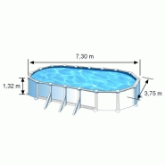 Piscine ovale en acier 7,44m x 3,99m x h: 1,32m - filtration à sable - avec renforts apparents_1
