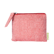 Porte-monnaie zippé en coton recyclé - 180 g/m² - Rouge - 8g_1