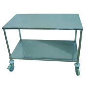Chariot médical - Amel Construction - inox alimentaire, 2 plateaux lisses renforcés, roues antistatiques Ø100mm_1