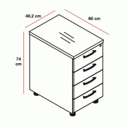 Grand caisson 4 tiroirs - MDD - Blanc pastel, Blanc pastel_1