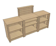 Meuble d'encaissement bois en ligne - 1 Poste - 3 plateaux - Tablette PMR - Bois en Pin naturel - Fabrication française_1