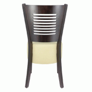 Chaise d'intérieur Amilly en bois assise tapissée en simili cuir beige -par 2 Valero_1