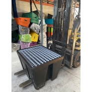 Bac de rétention pour 1 fût - PEHD noir - 240L avec caillebotis acier galvanisé - Fabrication française_1