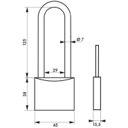 Cadenas à clé Type 1 - 45 mm anse haute - Corps laiton monobloc et mécanisme à goupilles - Thirard_1