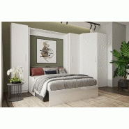 Composition angle lit escamotable Dynamo Sofa - Canapé noir 140x200 cm avec accoudoirs mélaminés blancs - L355xP100 cm_1