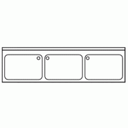 Plonge inox 3 grands bacs à poser - P 700 mm | Distform - Q1875530_1