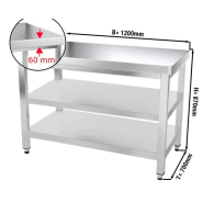Table en inox centrale 120 x 70 cm en 3 niveaux_1