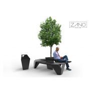 Poubelle publique IVO - Zano - hauteur 79 cm - avec ou sans cendrier - acier noir ou inoxydable_1