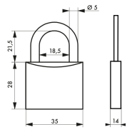 Cadenas à clé résistant - 35 mm - Corps laiton monobloc - Marque THIRARD - Réf. 00933351_1