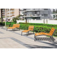 Chaise longue Silaos en bois et piétement en acier - Acier/Bois – Sans accoudoir - Profondeur 1456 mm - Hauteur d'assise 350-450 mm_1