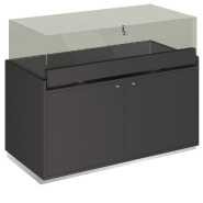 Comptoir T03 vitrine 4 Faces et MDF naturel+anthracite - 120x60x93cm_1