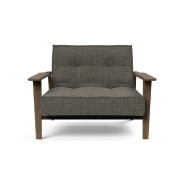 Fauteuil design convertible lit SPLITBACK FREJ - Innovation Living - Flashtex Dark Grey - Accoudoirs chêne fumé - 90x115 cm_1