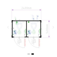 Module WC Double - Raccordable avec 2 WC, 2 éviers, 2 chauffages et 2 chauffe-eau_1