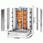 Grill Döner kebab gaz forme en V 2x4 brûleurs max 100 kg - moteur en bas_1