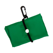 Sac shopping pliable - avec mousqueton en plastique - Polyester 190T - couleur vert - poids 28 gr_1