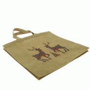 Sac cabas jute décor Cerfs 42x20 -_1