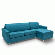 Canapé d'angle convertible express Virgola 120 cm - Sommier à lattes - Matelas 16 cm - Tissu bleu turquoise - Design scandinave avec méridienne modulable_1