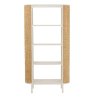 Étagère RARY en bois exotique blanc et rotin naturel - 4 planches - capacité 50 kg - L100 x H190 x P40 cm_1