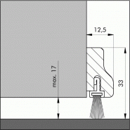 Profil de bas de porte en PVC, habillage inox avec lèvre en 1 ml