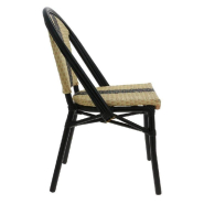 Chaise d'extérieur empilable Andorre assise/dossier tressés beige/noir/ivoire_1