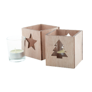 Bougie Noël parfumée à la vanille - chauffe-plat dans bocal en verre avec bougeoir en bois et décoration de Noël_1