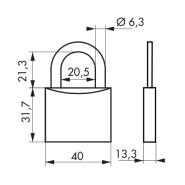 Cadenas type 1+ 40 mm - corps laiton monobloc - anse acier cémenté nickelé - 2 clés_1
