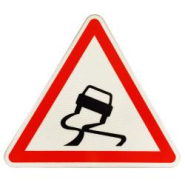 Panneau de danger A4 - Chaussée particulièrement glissante avec film rétro-réfléchissant_1