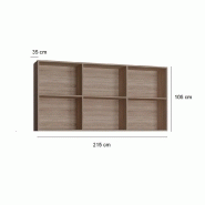 Surmeuble 6 niches de rangement pour lit escamotable horizontal 90 x 200 cm - Hauteur 106 cm - Finition chêne naturel - Compatible armoire lit STRADA_1