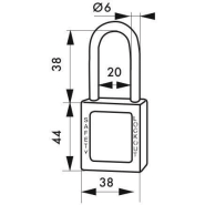 Cadenas de consignation loto lockout tagout 38 mm anse inox ø 6 bleu