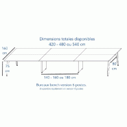 Bureau bench 6 personnes Pigreco - MARTEX. - 140, Anthracite_1