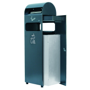 Conteneur cendrier 29L avec cendrier intégré 3L - Acier anthracite, double fonction pour déchets et cigarettes_1