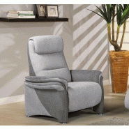 Fauteuil relax électrique Zilia - tissu bi-color gris clair et gris foncé - têtière ajustable et inclinaison jusqu'à 140°_1