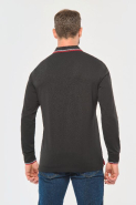 Polo maille piquée manches longues homme - Réf: K280 - Kariban - 100% coton - Coupe ajustée - Maille piquée avec col 3 boutons_1