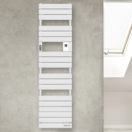 Radiateur sèche-serviettes connecté Adelis étroit 750W Blanc Carat - Atlantic - 861927_1