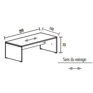 Bureau de direction TAK 220 - Bois Noyer Américain - Référence 4940 BM M - Dimensions 220x100x73 cm_1
