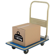 Chariot de manutention Roulservice - 73x48cm - bleu - charge maxi 150kg - manche rabattable_1