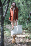 Grand sac de shopping fourre-tout esprit rustique - toile et coton avec soufflet et poignées contrastées - Réf: KI0260 - Kimood_1
