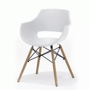 Lot de 4 chaises REMO - Style scandinave - Coque blanche en polypropylène - Piétement hêtre naturel_1