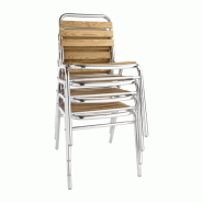 Chaises bistro bois et aluminium empilables - Lot de 4 - Intérieur / Extérieur - GK997 | Bolero_1