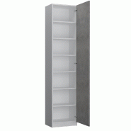 Armoire de rangement LOFT bi-ton blanc mat - 1 porte gris béton - 50 x 42 cm - 6 étagères - Fabrication européenne_1